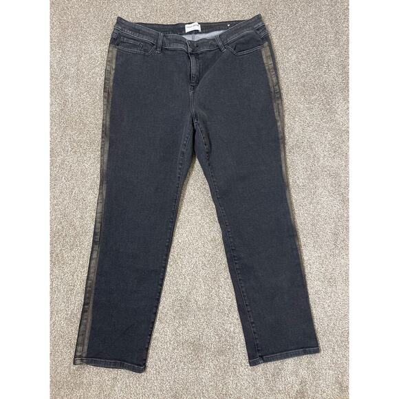 NWOT Lane Bryant Mid Raise Skinny Casual Denim Metallic Hem Jeans Black 20 - Picture 1 of 10